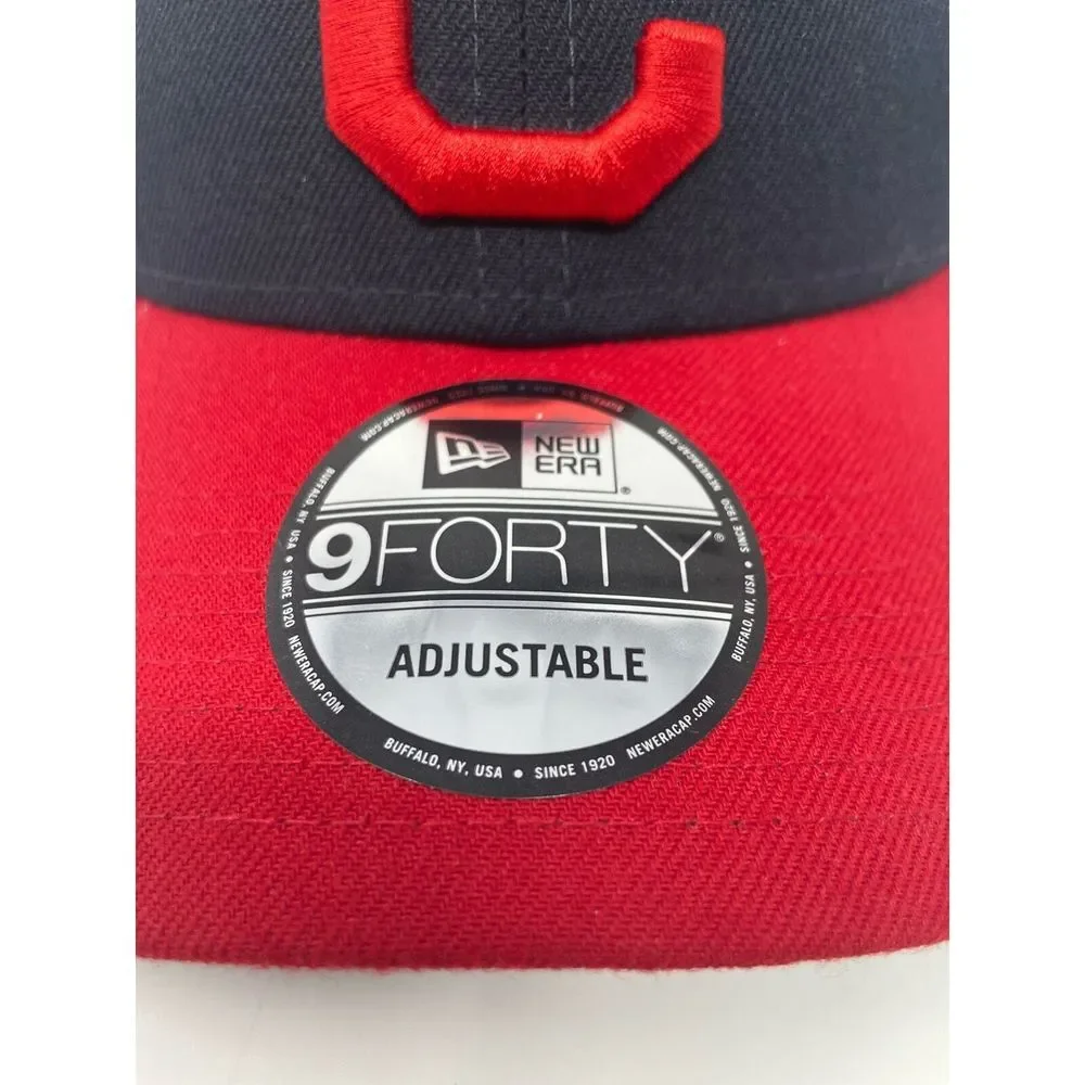 New Era 9FORTY MLB Cleveland Indians Guardians Navy Blue Mens Adjustable Hat NEW